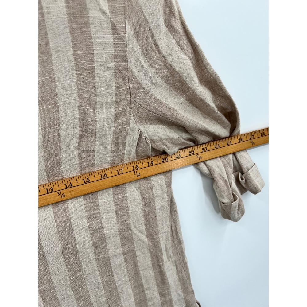 Nutmeg Tan Beige Striped Linen Blend Single Button Blazer Jacket Size US 10 - Picture 7 of 8